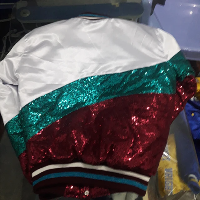 Women Baseball Fashion Design Women Custom Bomber Sequin Jacket