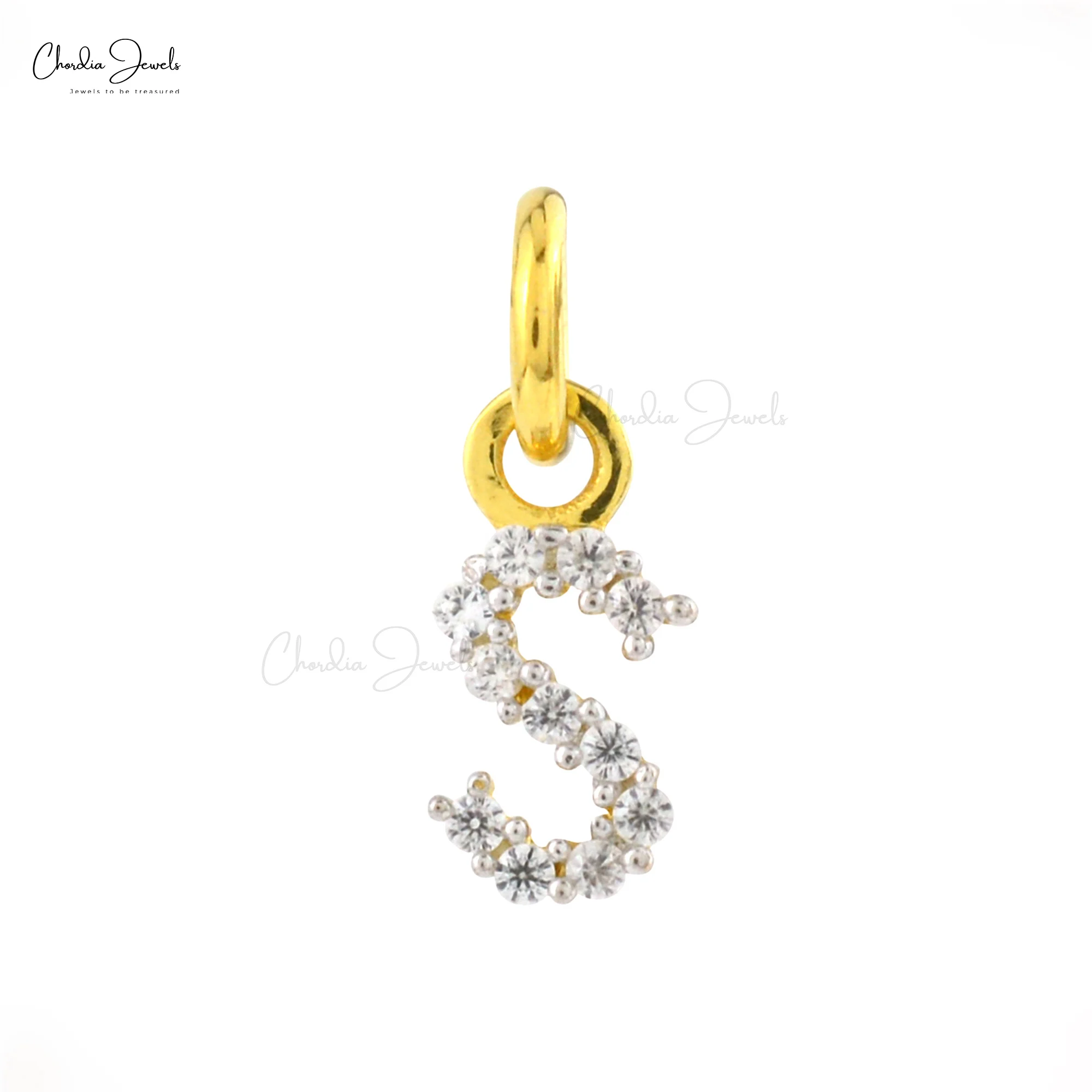 Best Selling Gold Plated S Letter Charm Pendant with 0.9mm Natural Zircon Stone 925 Sterling Silver Hip Hop Pendant Manufacturer