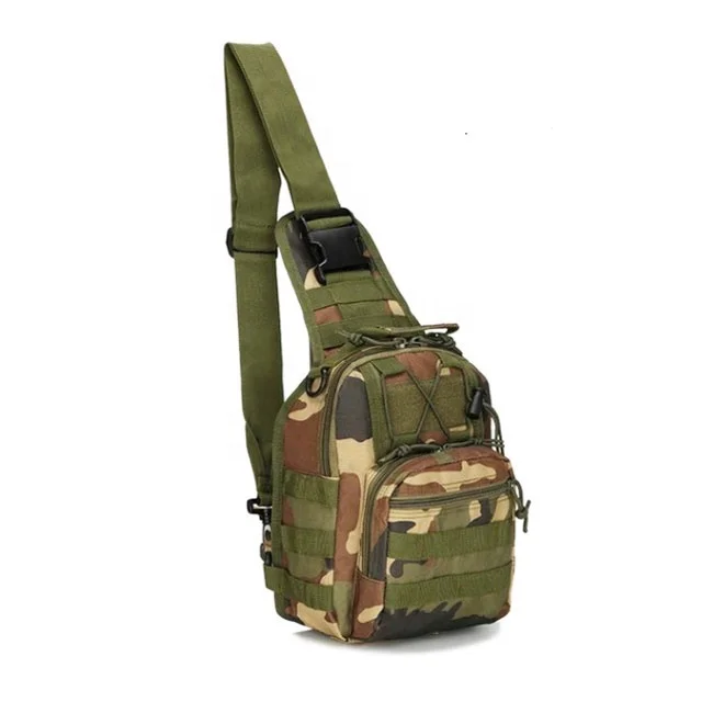 Unisex Tactical Camouflage Crossbody Bag Single Shoulder Nylon Chest Bag for Outdoor Sports Small Sling for Camping Hunting