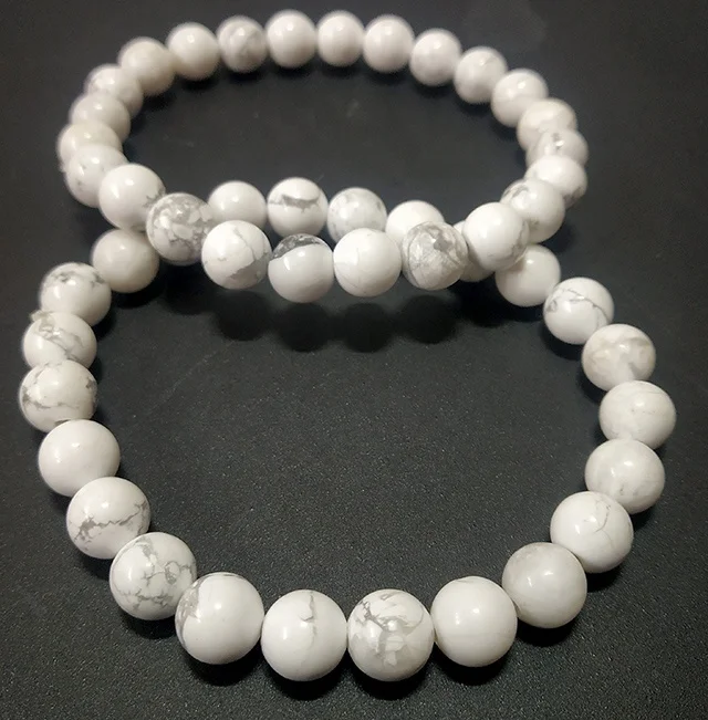 Natural 8mm Amazing Howlite Gemstone Bracelet Healing Crystal Stretch Beaded Bracelet Unisex