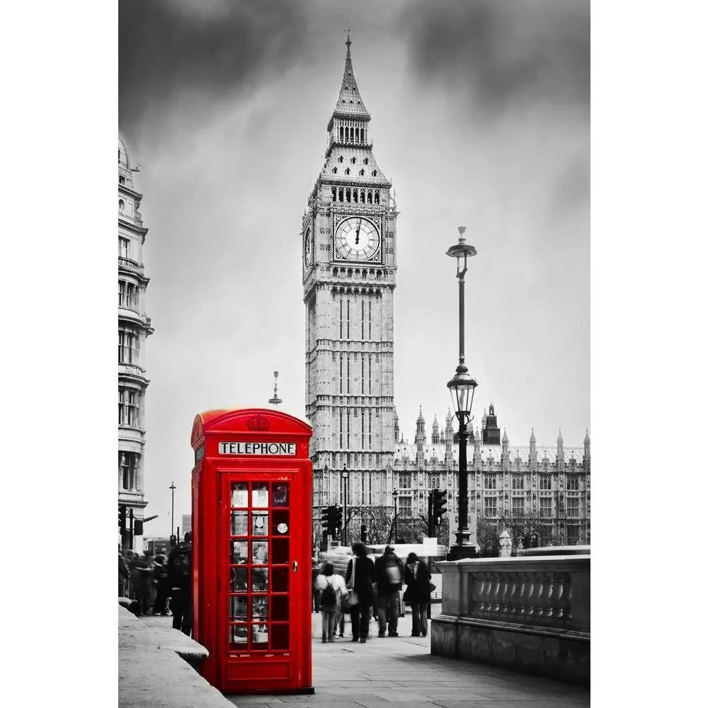 
Creative Beautiful Pitaara Box Red Telephone Booth & Big Ben in London England UK D2 Canvas Painting MDF Frame 