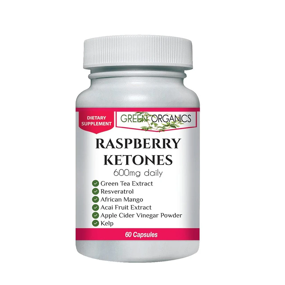 Зеленые органические Малиновые Кетоны, сжигают калории при работе, помогают потери веса, 60 капсул, диетические добавки, продукты для похудения