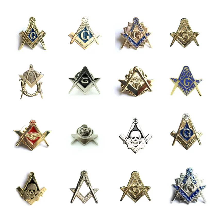 custom stamped brass soft enamel metal Freemasons club gift masonic lapel pin