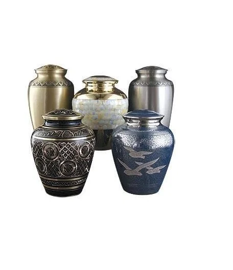 Indian Cremation urns Wholesale made of Brass and Aluminum for Human adult baby and pet ashes keepsake ash urnas