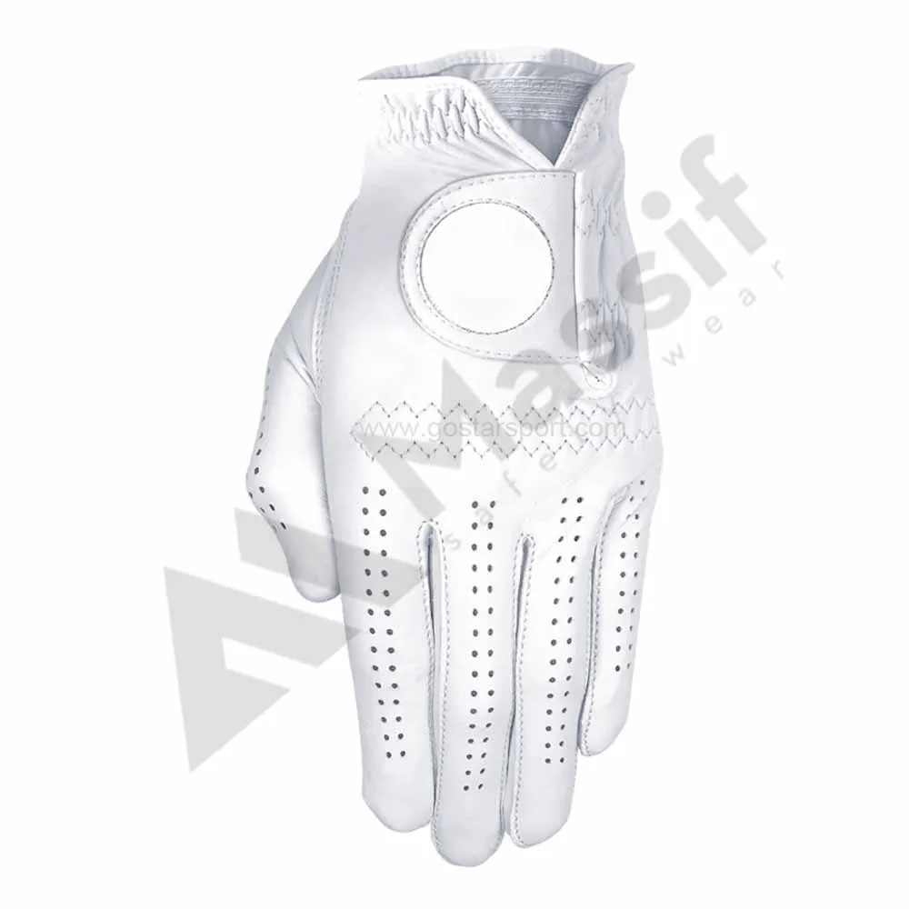 White Soft Full Color Indonesia Cabretta Leather Golf Glove