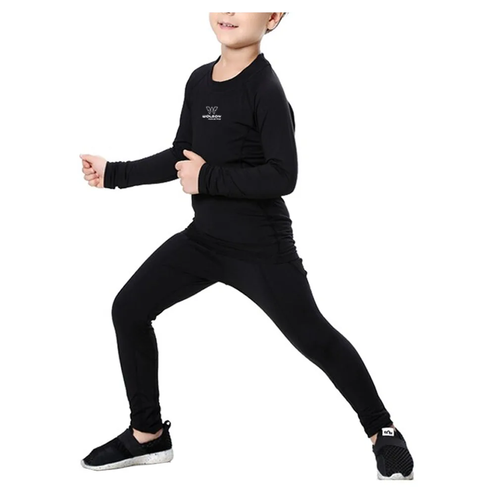 Kids sports Wear 2 Pieces Set Breathable Sport Leggings Wear Kids Boys Activewear Workout Compression Fitness Gym Suits Clothes