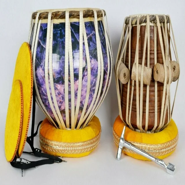 Indian Musical Instrument Professional High Quality Brass 3D Print Tabla Set With Bag