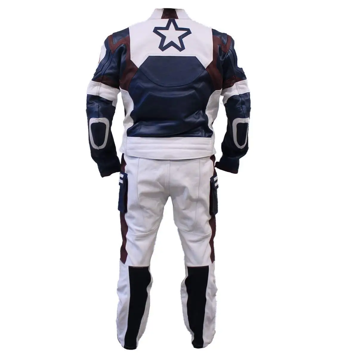 Motorcycle Motorbike Racing Suit Cordura Textile Jacket Trouser & Leather 1 Pc Set