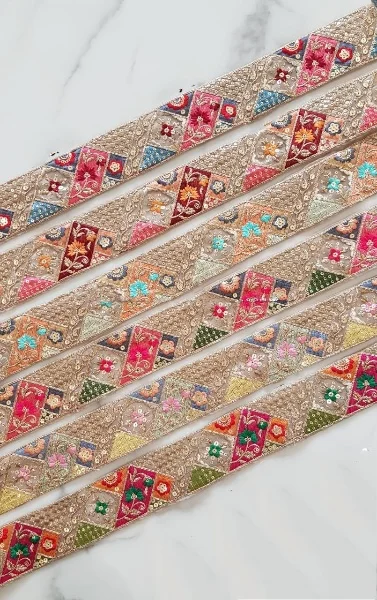 customized dew drop designed white 1.5 inch beautiful pastel colors with intricate floral embroidery for clothing designers.