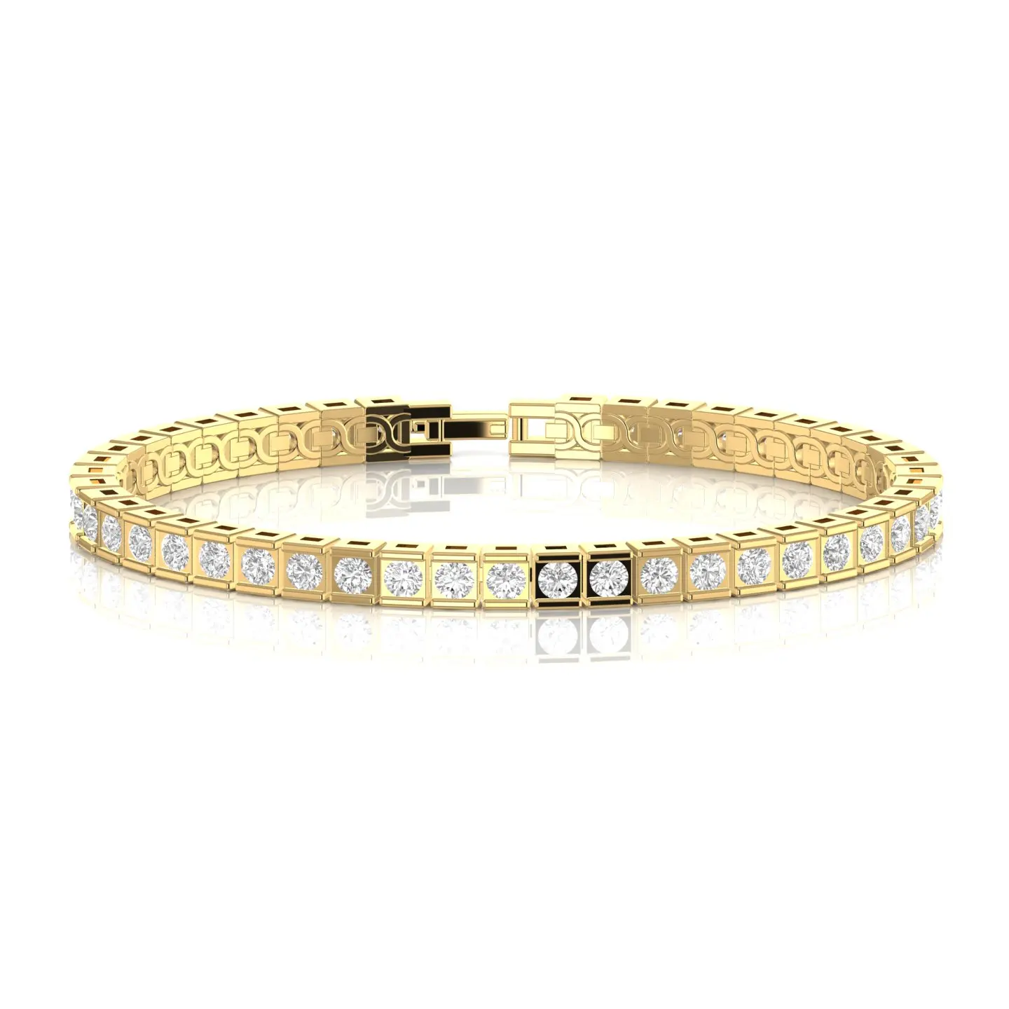 Solid 14KT Yellow Rose White Gold 4.4 CT Real Natural Diamond Tennis Bracelet For Unisex