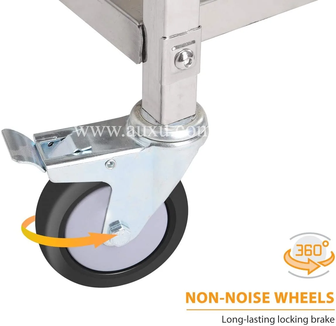 3 Shelf Multi-Functional Stainless Steel Trolley with Locking Wheels Household Service Trolley