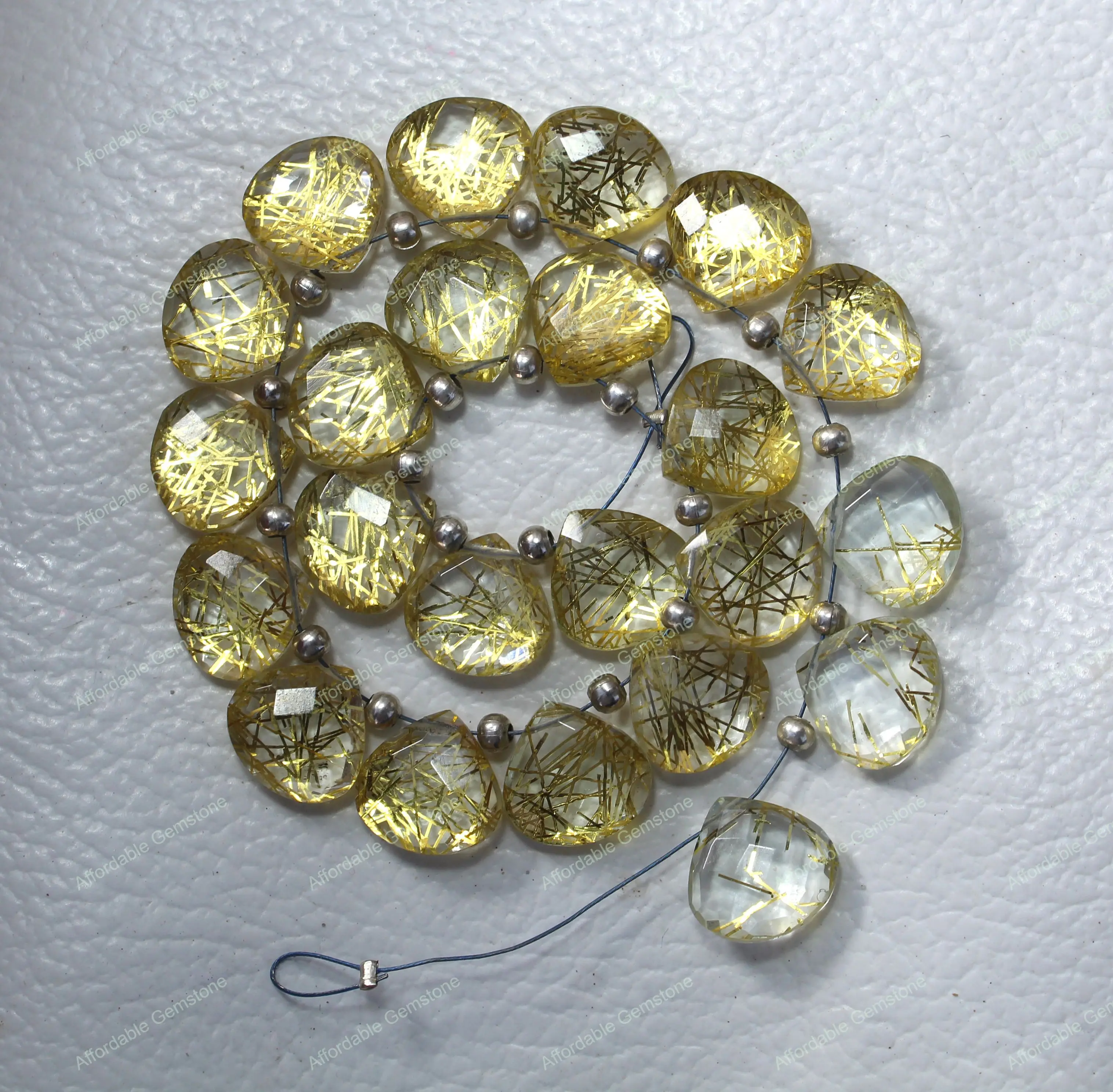 Медный Рутиловый драгоценный камень в форме сердца граненый ювелирные изделия полированные драгоценные камни Размер 12x12 мм