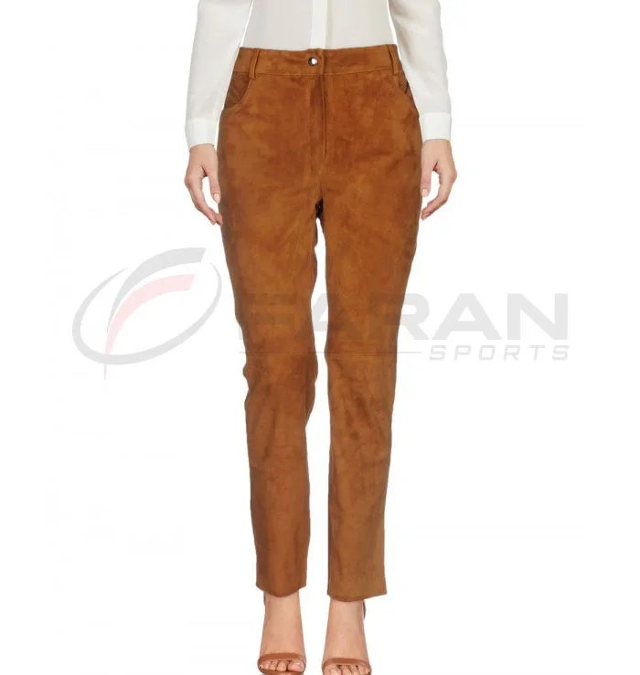 Hot Sale Suede Leather Pants For Women Custom Logo High Quality Made Black Color Genuine Suede Leather Legging Pant For Women