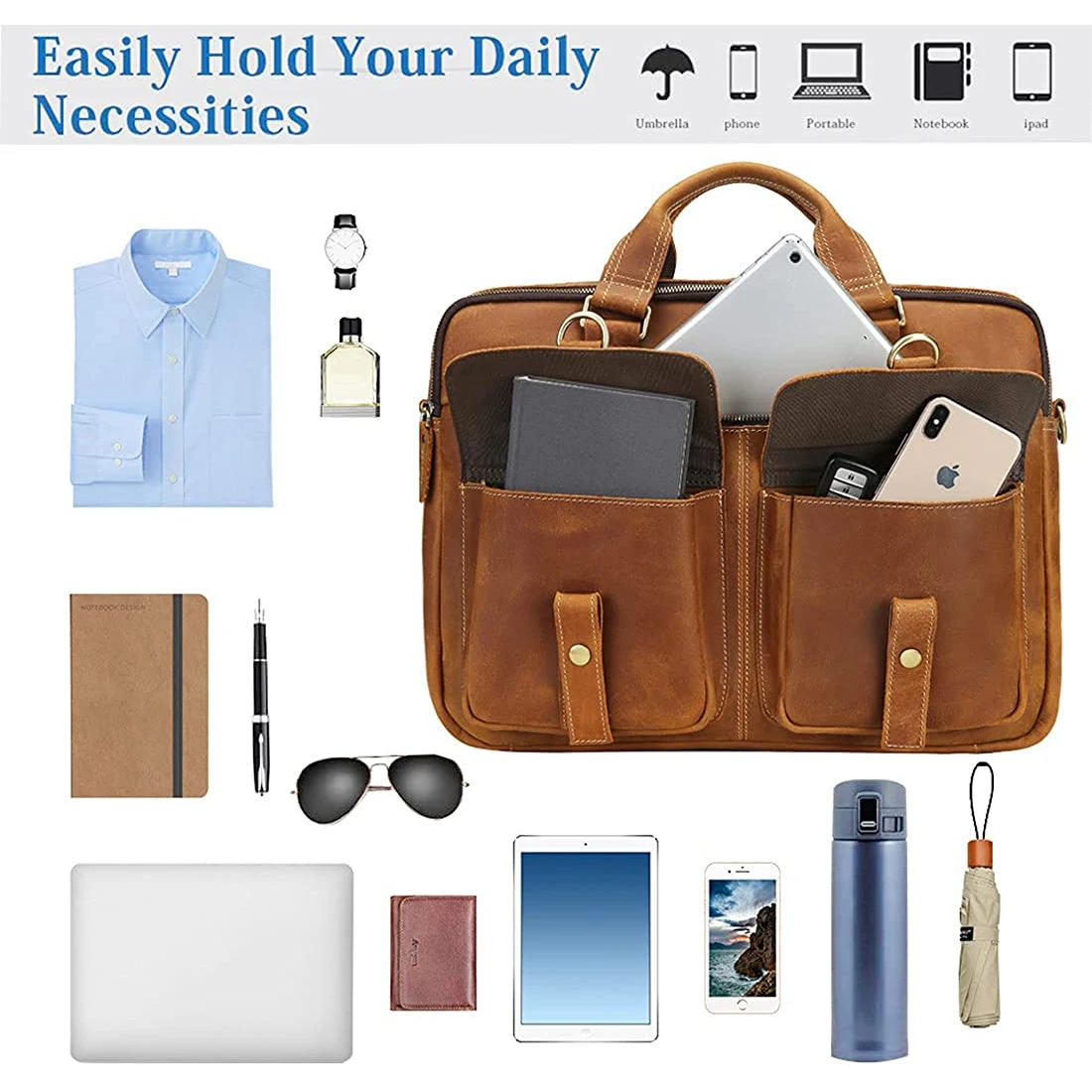 Briefcase for Men Laptop Bag Computer Office Business Bag Shoulder Briefcase Bags by Standard International