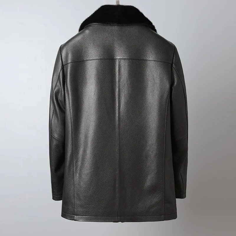 Man clothing fasion Mens fur coats mink detachable genuine goat sheep real fur leather jacket