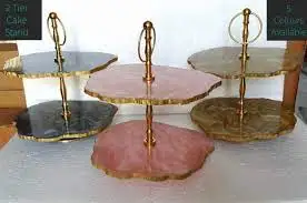 Latest Design Epoxy Cake Stand Round Shape White Pedestal Dessert Holder Wedding Party Decoration at Best Prices