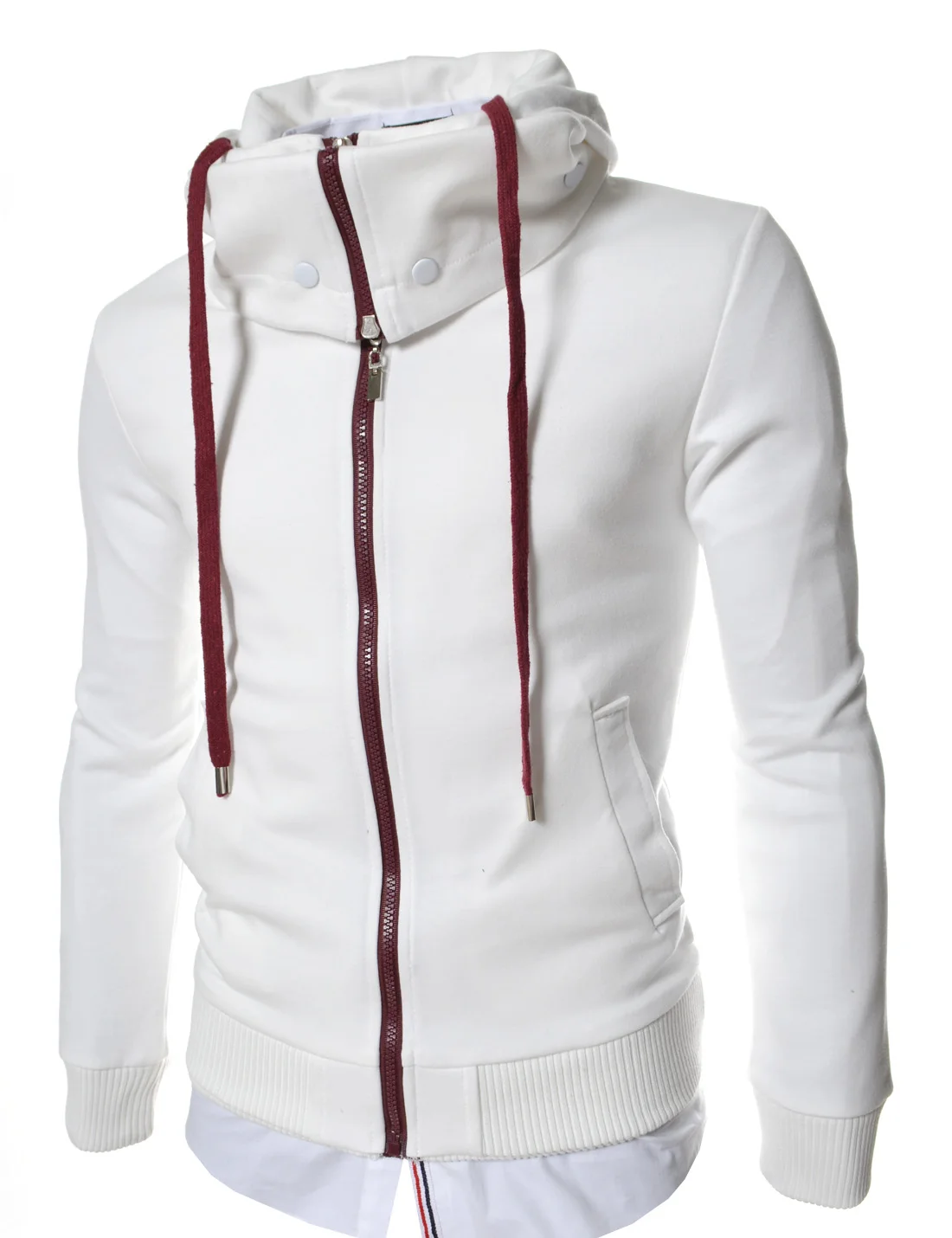 Толстовки с капюшоном индивидуальный дизайн многоцветная Высококачественная куртка воротником-хомутом и двойной молнией мужские толстовки