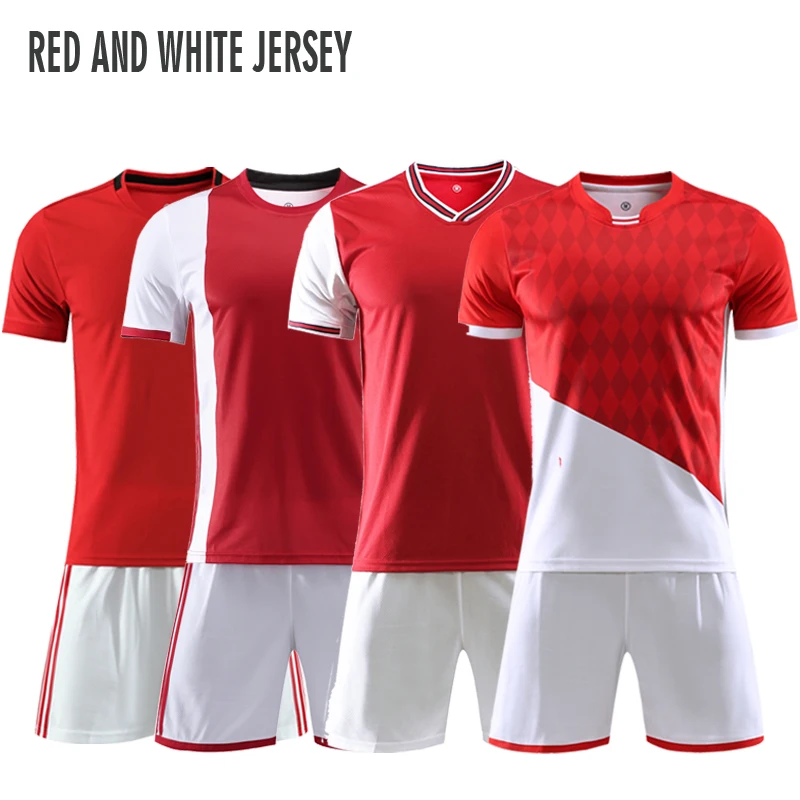 Red And White Soccer Jersey Soccer Uniform Football Jersey Sports Wear football shirt
