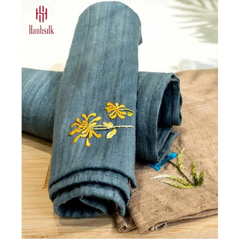 Hanhsilk Pairing And Embroidering For All Seasons Customizable Design Handkerchief SB01 from Vietnam