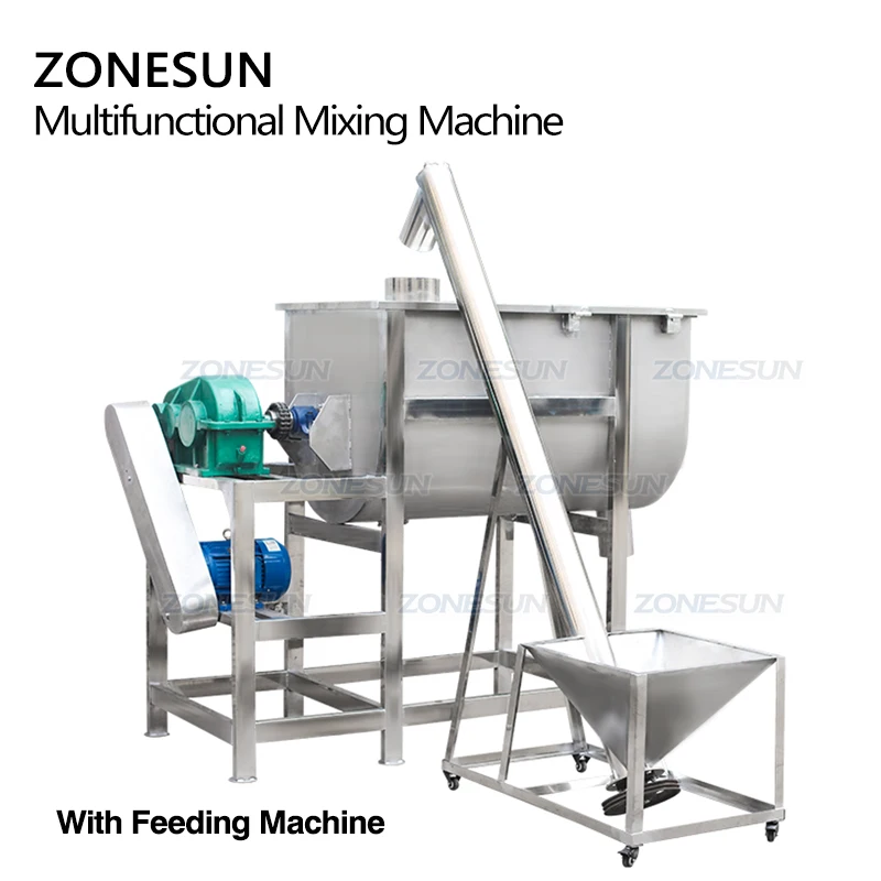 Полуавтоматический горизонтальный акриловый ленточный блендер ZONESUN для сухого порошка смеситель специй и емкость химического