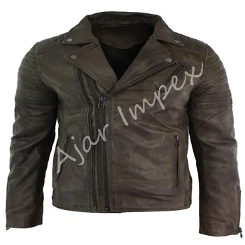 
Top Quality Mens Stylish Real Leather Jacket brown For Gents 