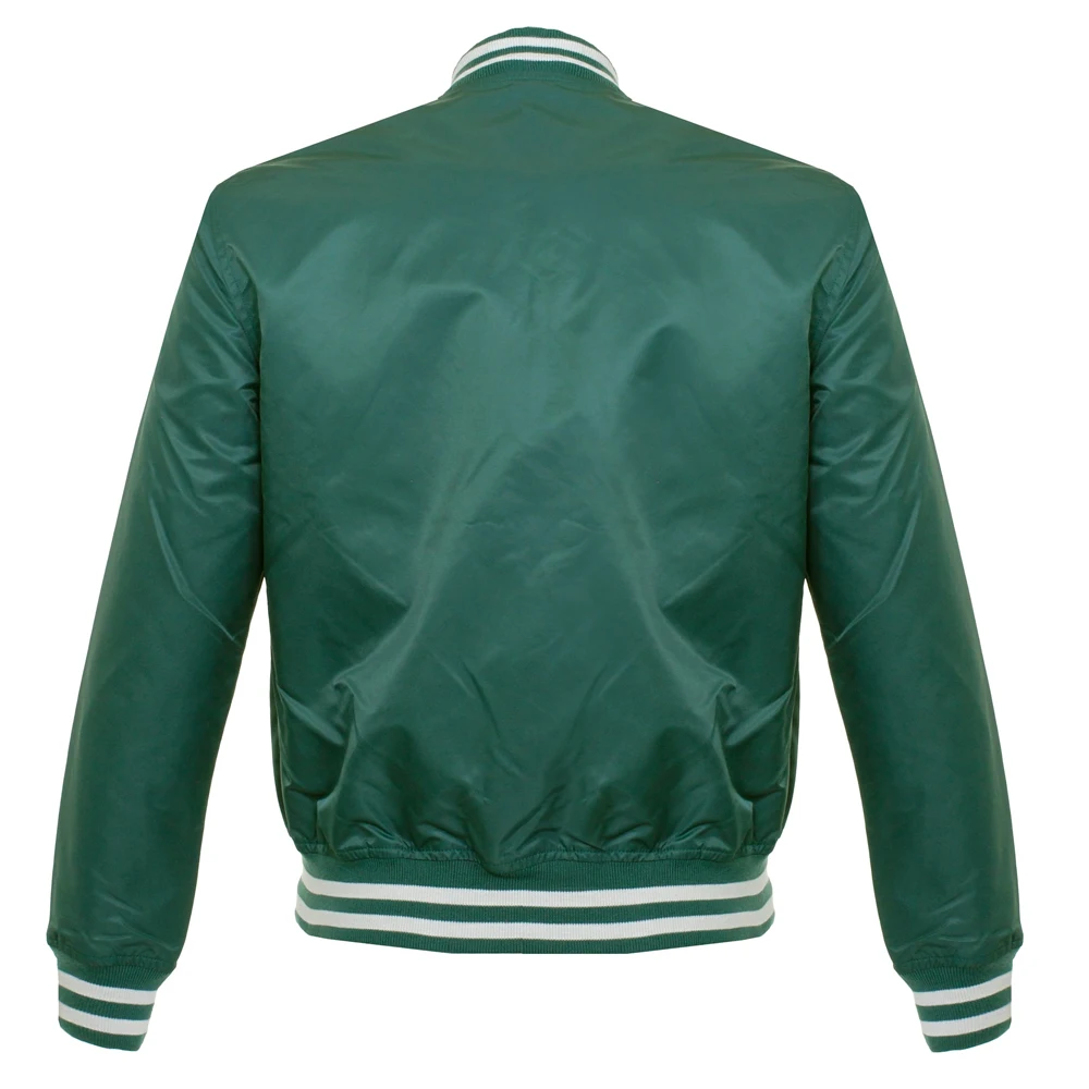 2022 Custom Luxury Brand Varsity Silk Bomber Jackets Men Raglan Zip Up Baseball Satin Jacket