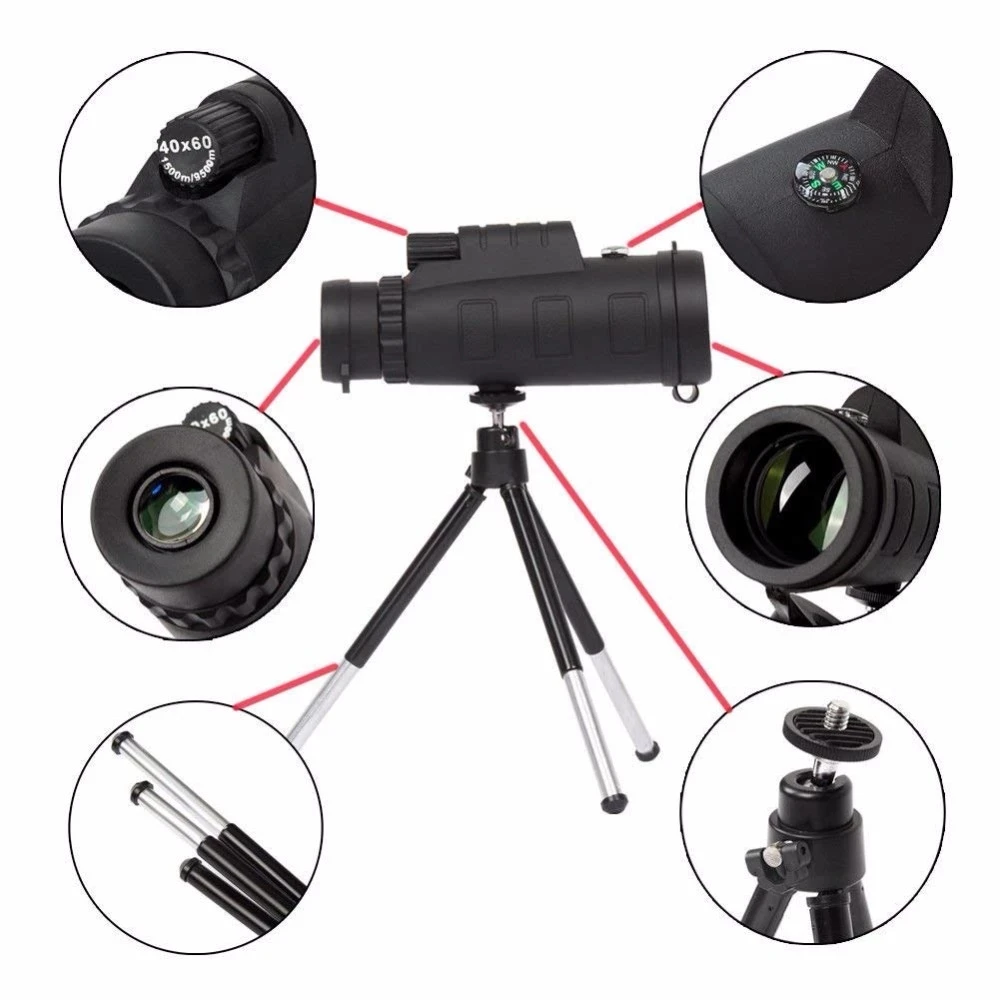 Super Telephoto Zoom Waterproof 40x60 Long Range Smartphone Monocular Telescope