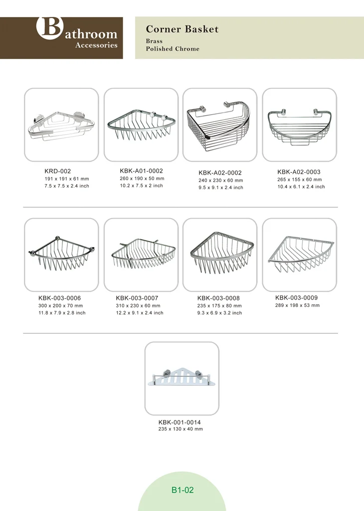 Wall mounted Corner mounted  triangle basket for shower shelf in solid brass