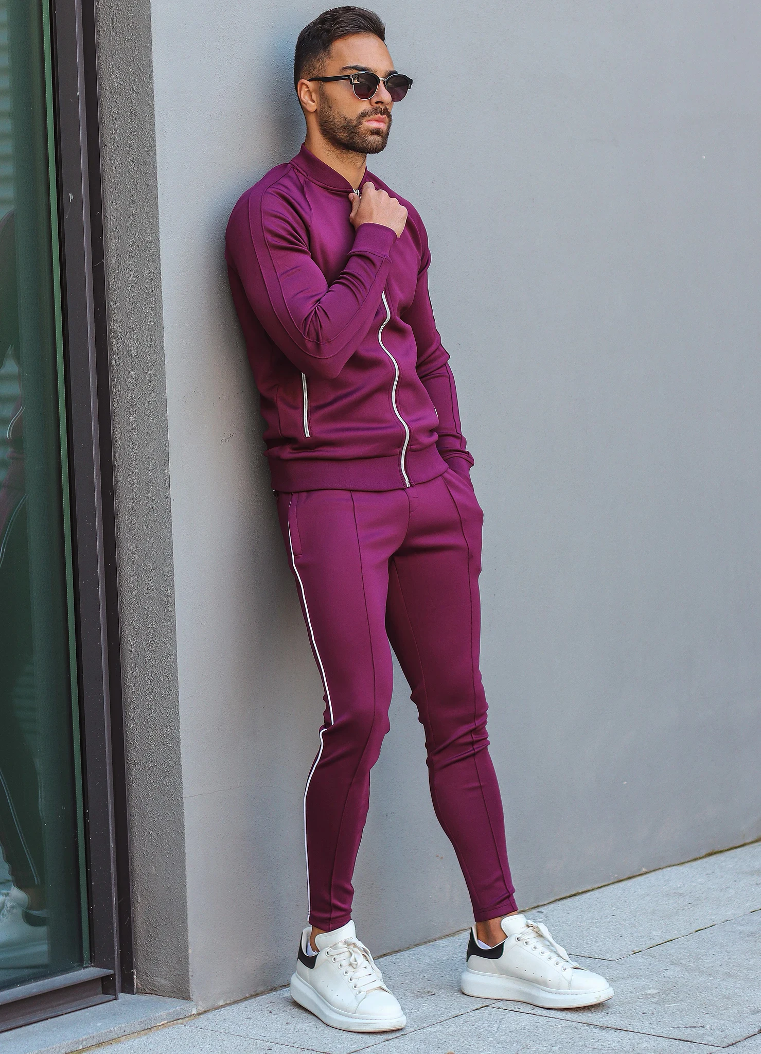 French terry sweat suit slim fit track suits men running sport jump suit custom tracksuit 100%cotton french terry slim fit track