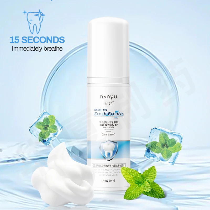  PRZ Organic RefreshTeeth Whitening Foam Mousse Liquid Toothpaste Cleaning Stain Fresh Breath Adult Herbal