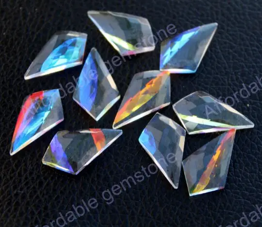 Mystic quartz shield shape stone top drilled gemstones handmade stone jewelry making gemstone mystic quartz jewelry mystic bead