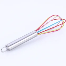 Factory Direct Hot Sale High Quality 8 Inch Colorful Silicone Egg Whisk With Stainless Steel Handle