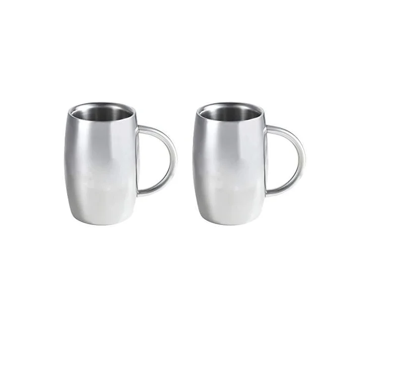 stainless steel beer mug smooth insulated  beer mug beer mug with thick handle for hot and cold