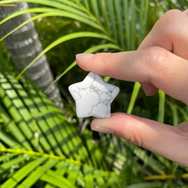 Оптовая продажа набор из Луны и звезд Howlite высококачественный Карманный камень в форме полумесяца для лечения рейки