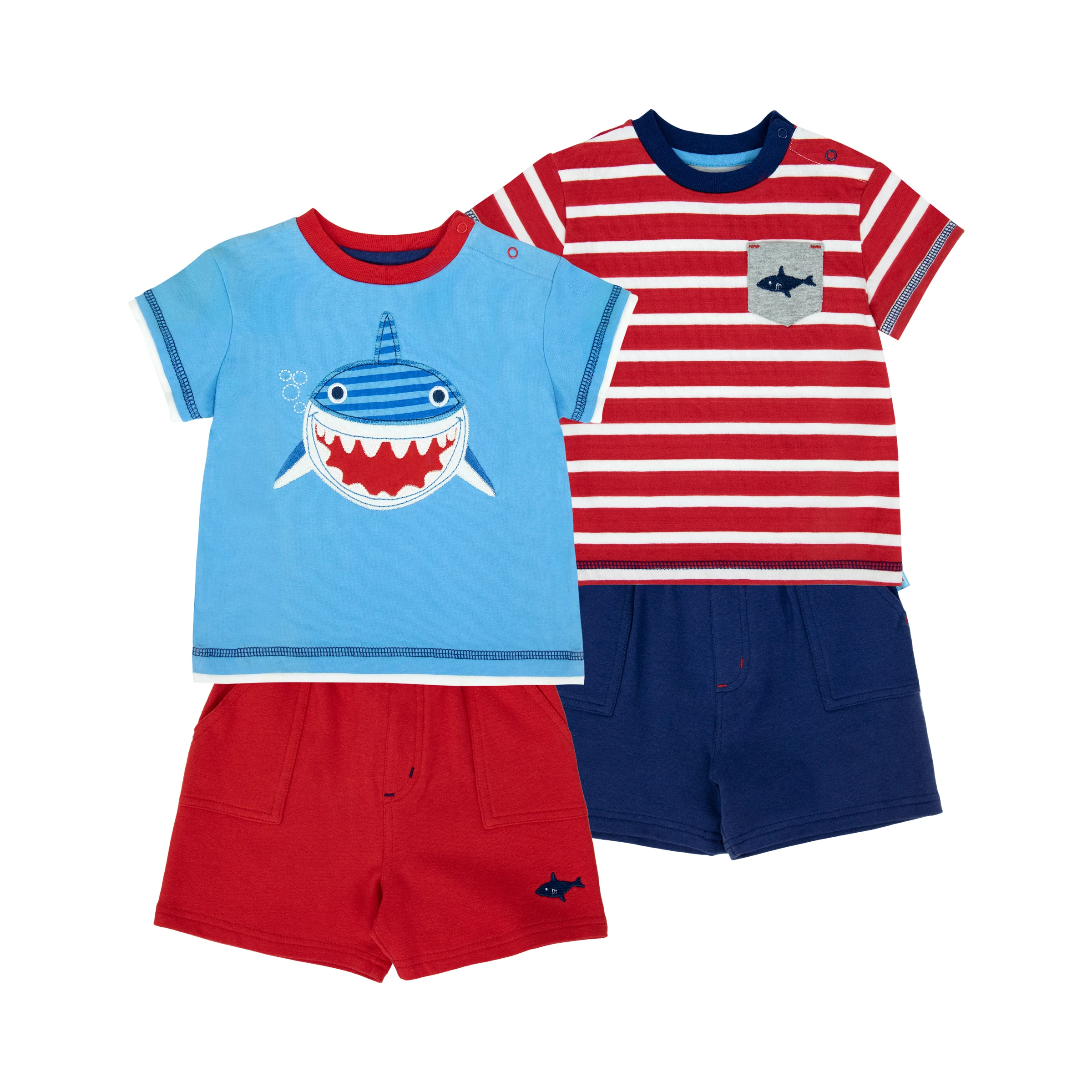 2020 New Design Baby Boy Clothes Set Toddler Custom l OEM l Shark l Print l Red Blue l Cotton l Embroidery l Animal l Walmart
