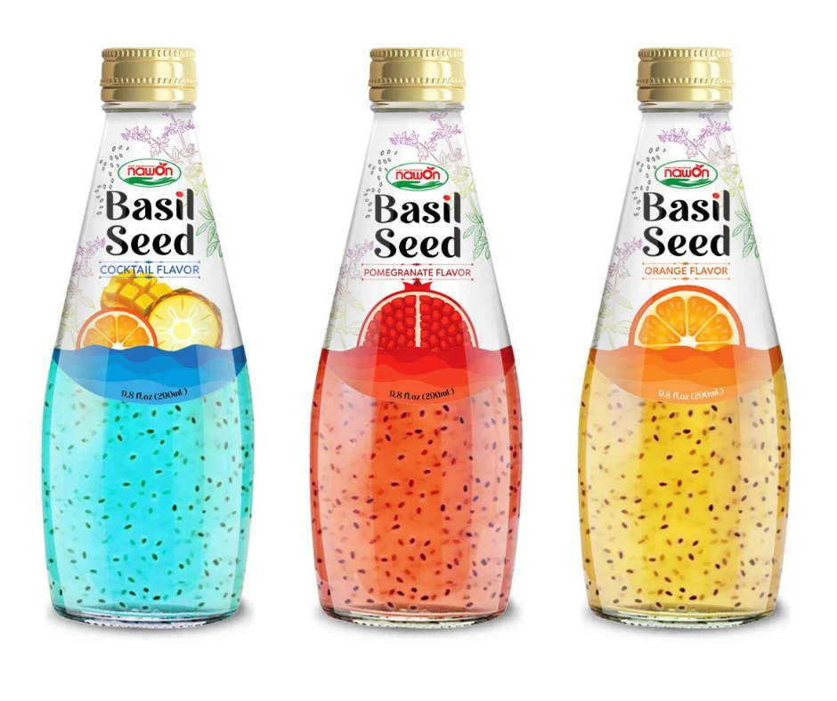 Поставщик напитков из семян базилика коктейлей 290 мл сок Soursop бесплатный образец оптовая цена OEM USDA Organic