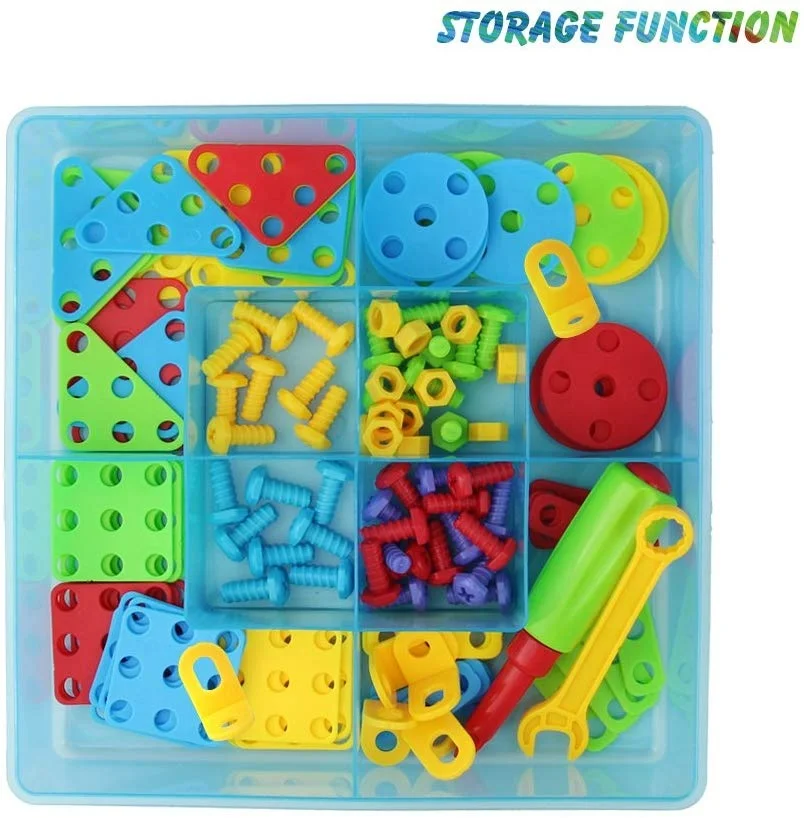 DISCOUNT High quality Mosaic Pictures Puzzles DIY Toy Educational Jigsaw Kids Board Game 3D Mushroom Nails with Screw Nuts Tool