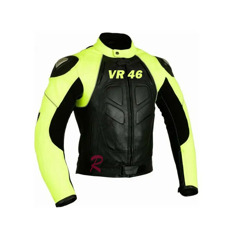 Men green Black Motorbike Leather Jacket