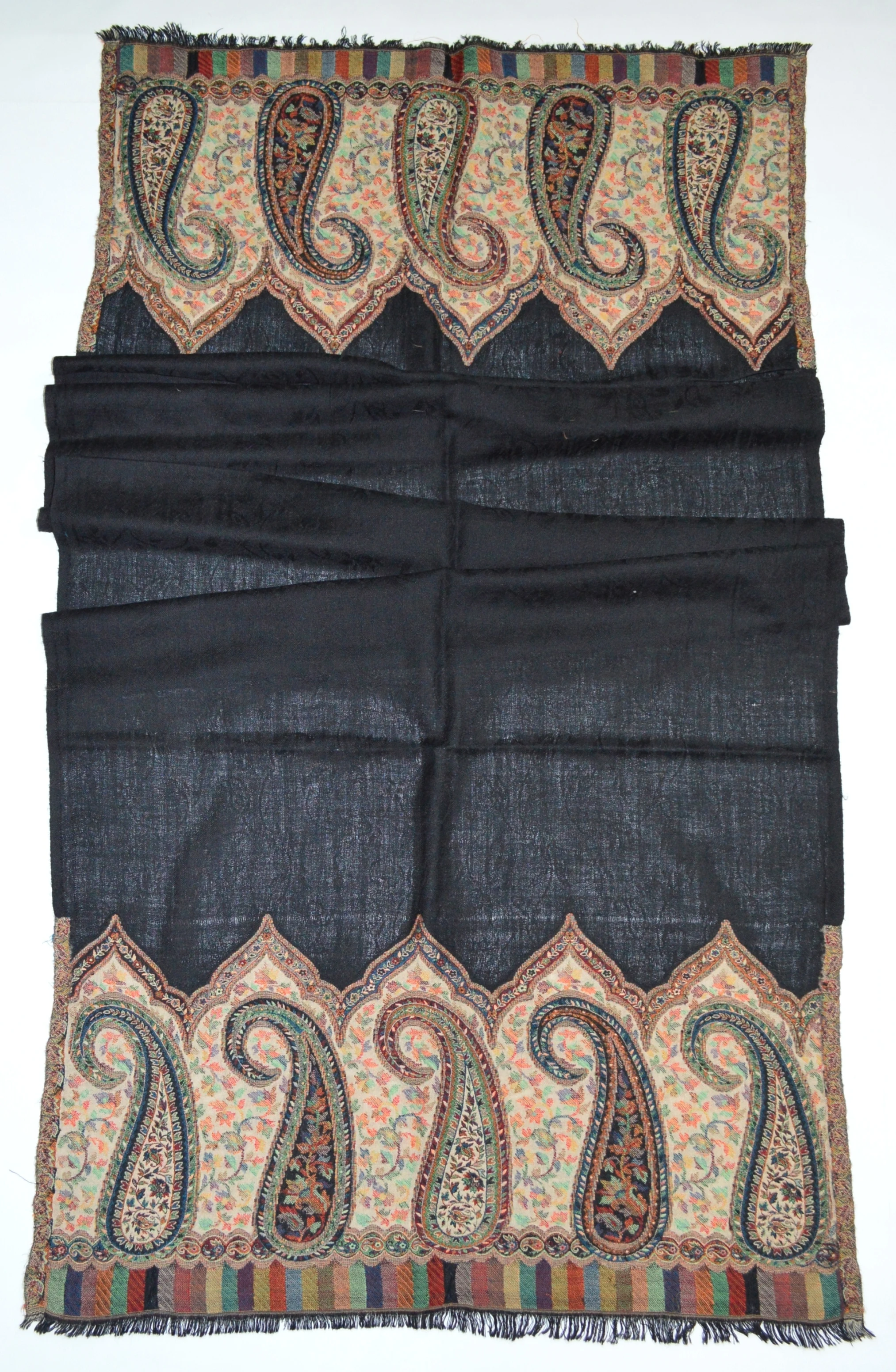 Double Sided Pashmina Alpaca Pashmina Wool Silk Kani Shawl Cashmere Men AZO FREE DYES with Woven Pattern Multi Color 70x200cms