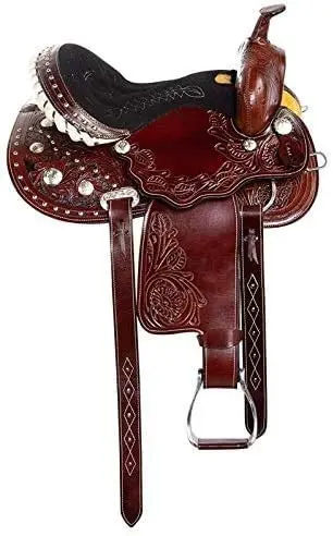 
Western Pleasure Trail Endurance Horse Leather GAITED Saddle TACK 14 to 18 Inch Seat Bridle set Included 