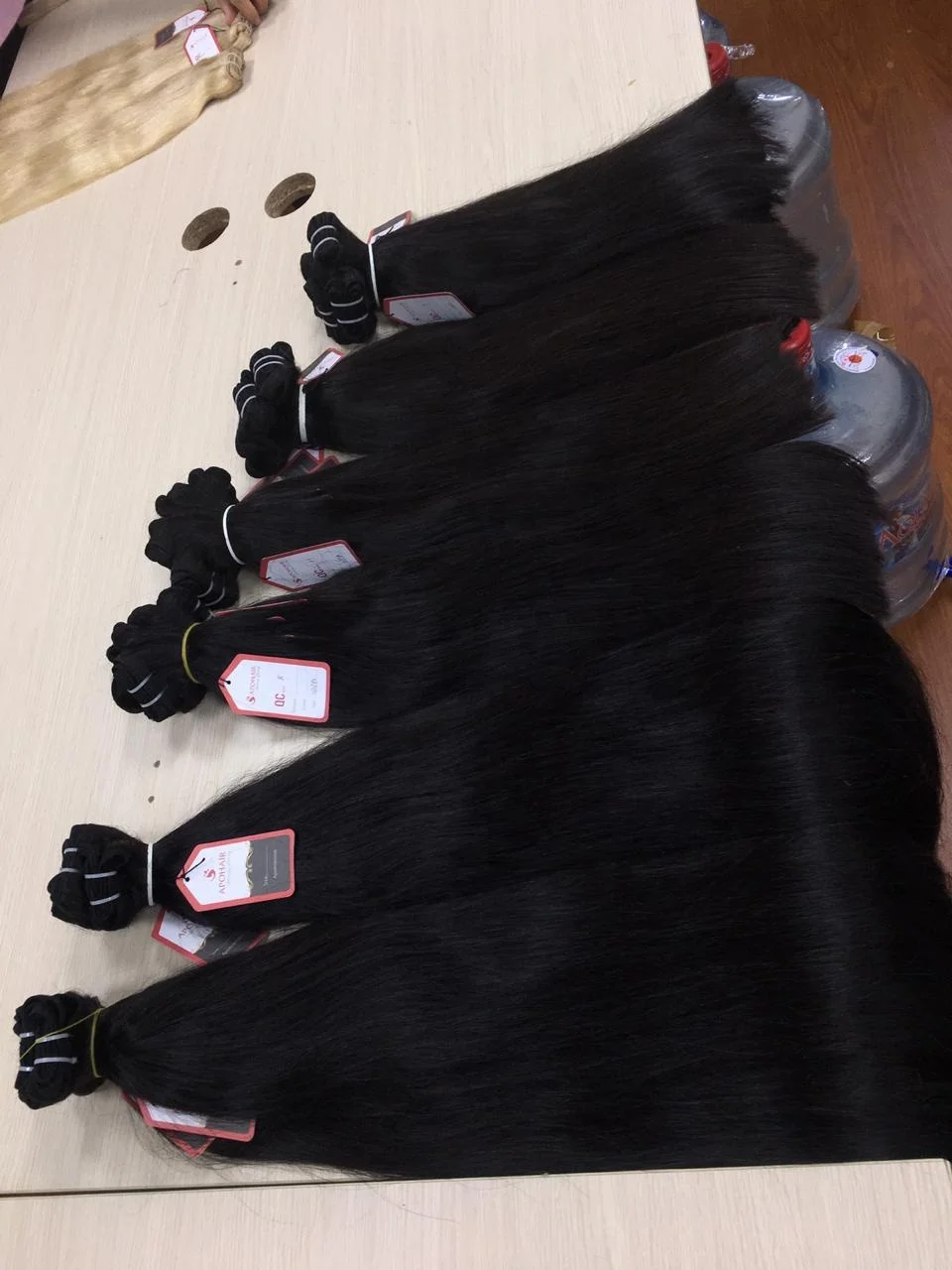 Необработанные прямые человеческие волосы с двойным рисунком