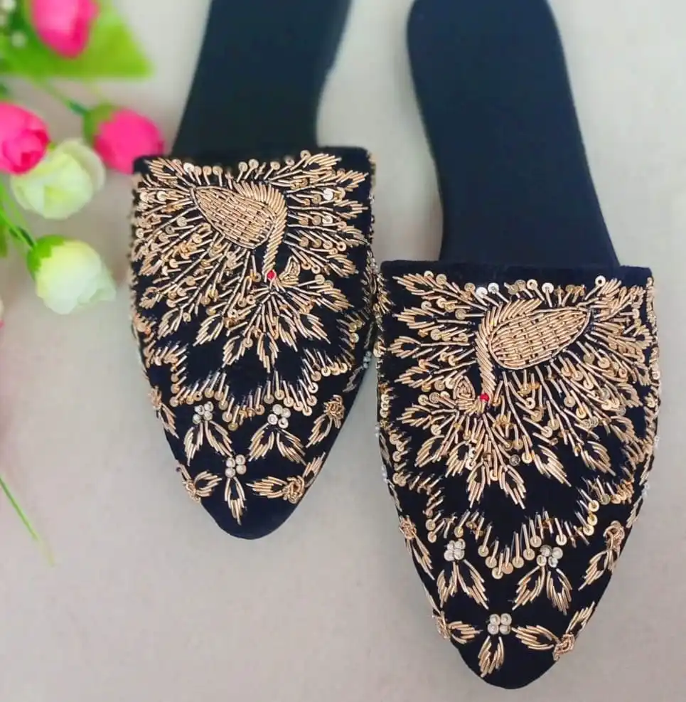Дамские дизайнерские свадебные мюли из панджаби этнические ручная работа традиционные кожаные JUNJABI MOJARI балетки ручной работы на плоской подошве
