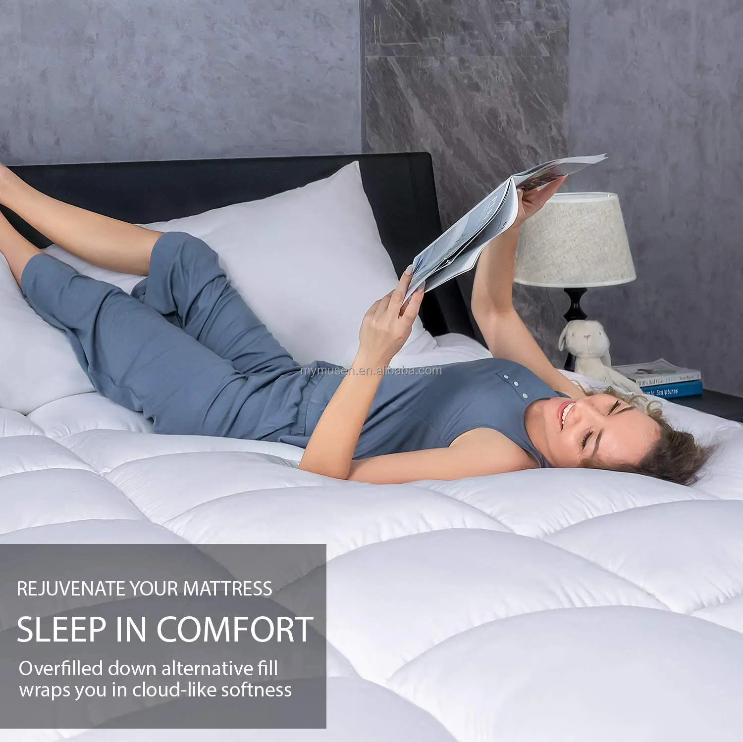 Mattress Topper , Cooling Plush Bed Topper Thick Mattress Pillow Top Mattress Pad, Hotel Quality Down Alternative Pillow Topper