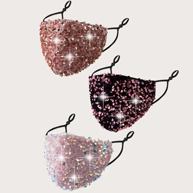 Chinese Supplier U.S. Hot Sale Customized Logo  Outdoor Party Sublimation Sequin Overlay Face Mask