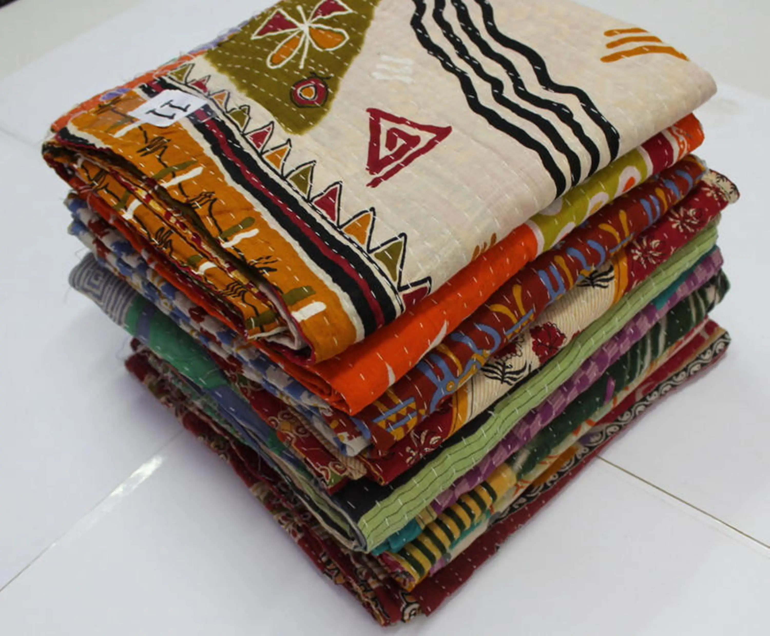Indian Handmade Cotton Kantha Quilt Wholesale Price Vintage Kantha Gudari