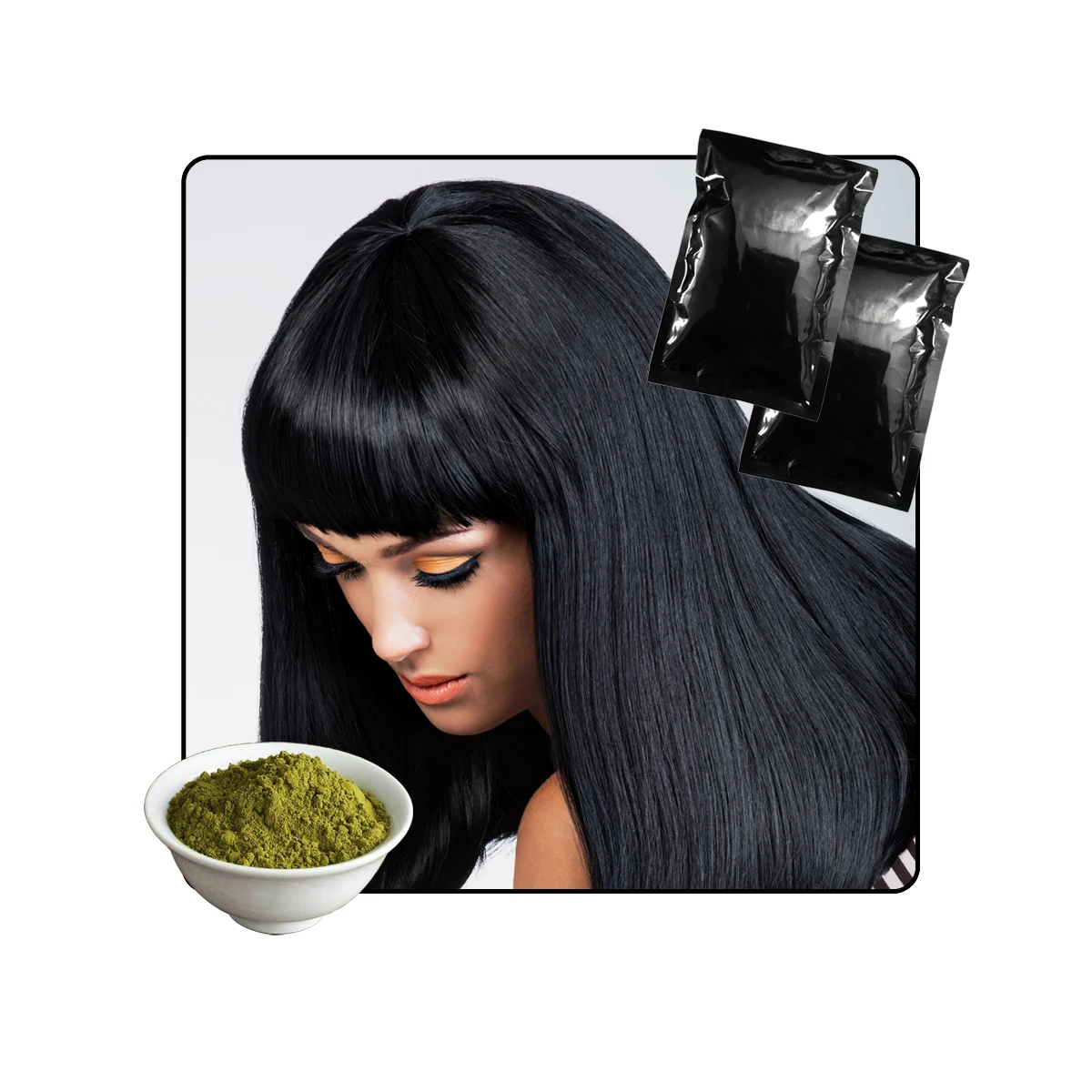 Ecocert Certificate Ammonia Free Hair Color Natural Soft Black Henna Hair Dye