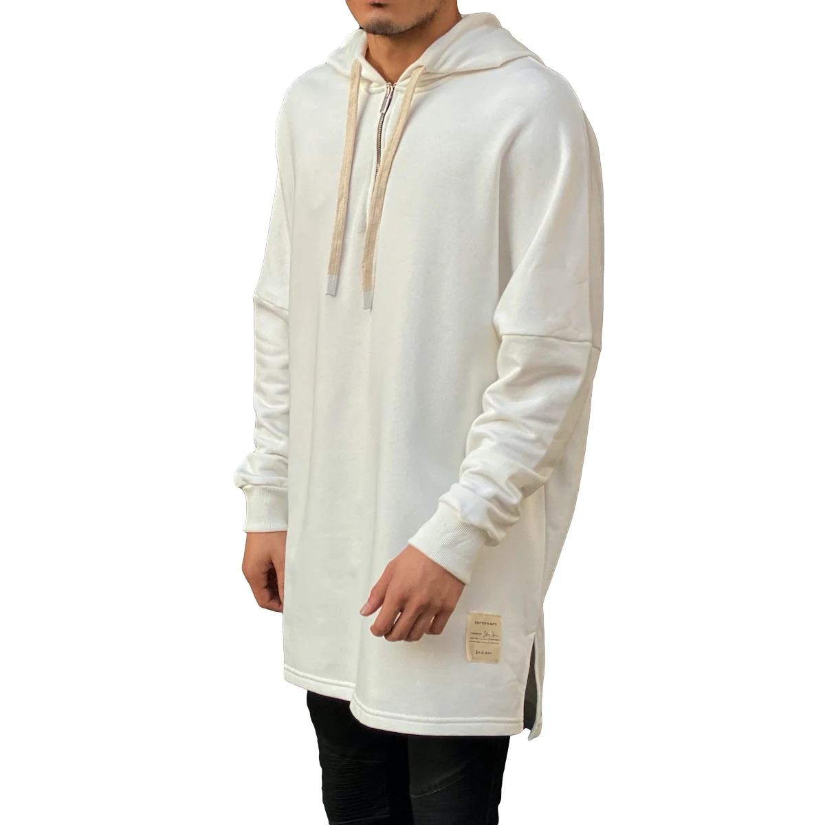 Oversize 30% Pol 70% Cotton 2023 Mens White Long Cut Basic Hoodie High Quality Turkish Fabric Wholesale OEM Product Customized