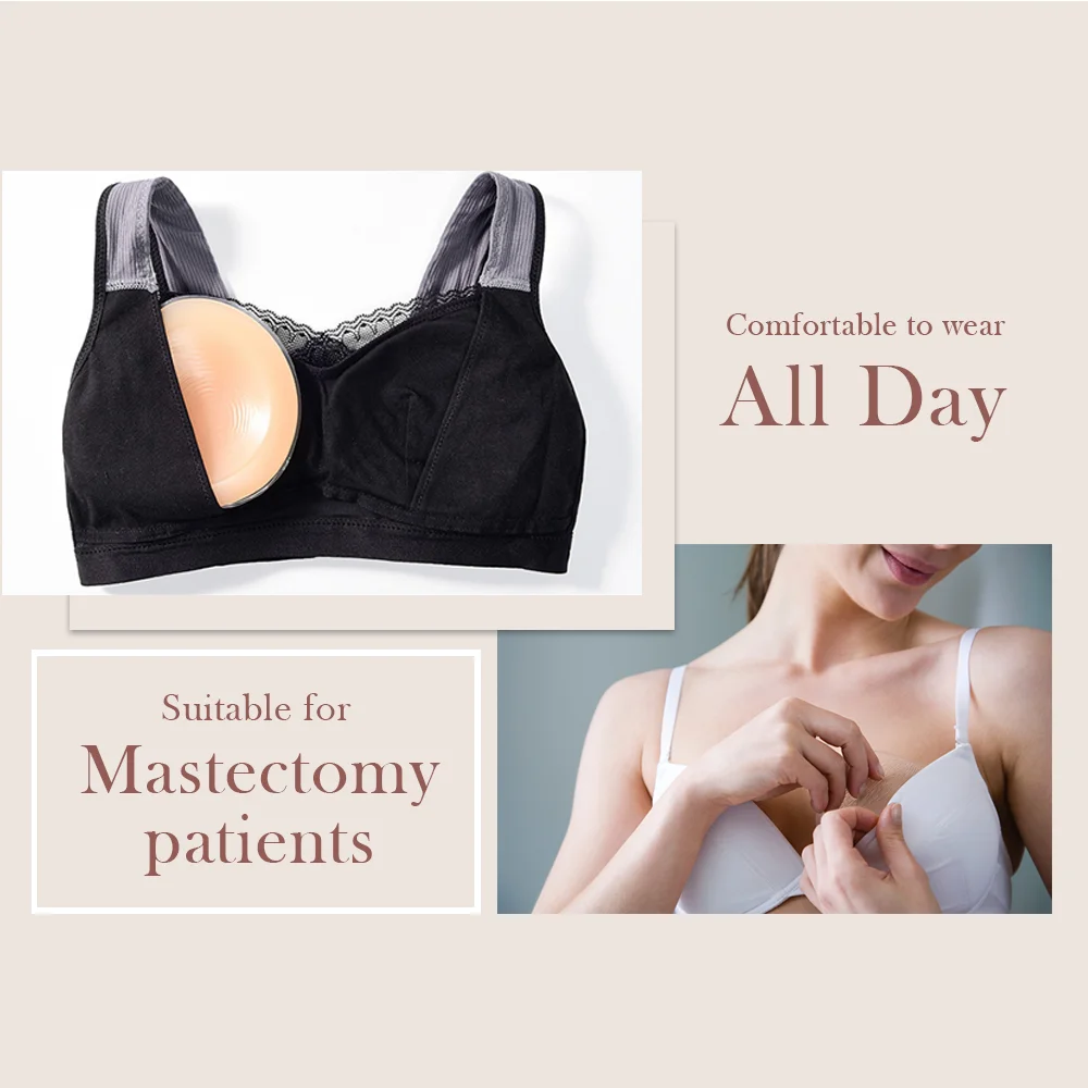 Adjustable Post Mastectomy Insert Pocket Bra DL-004 Rhinestone Buckle Lace decor Post-surgical bra