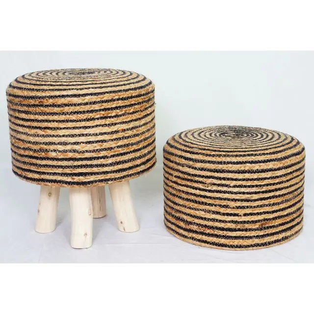 Wooden Bedside Pouf Home Decor Furniture Ottoman Bedrooms & Outdoor Modern Natural Pouf Stool With 4 legs bone inlay console