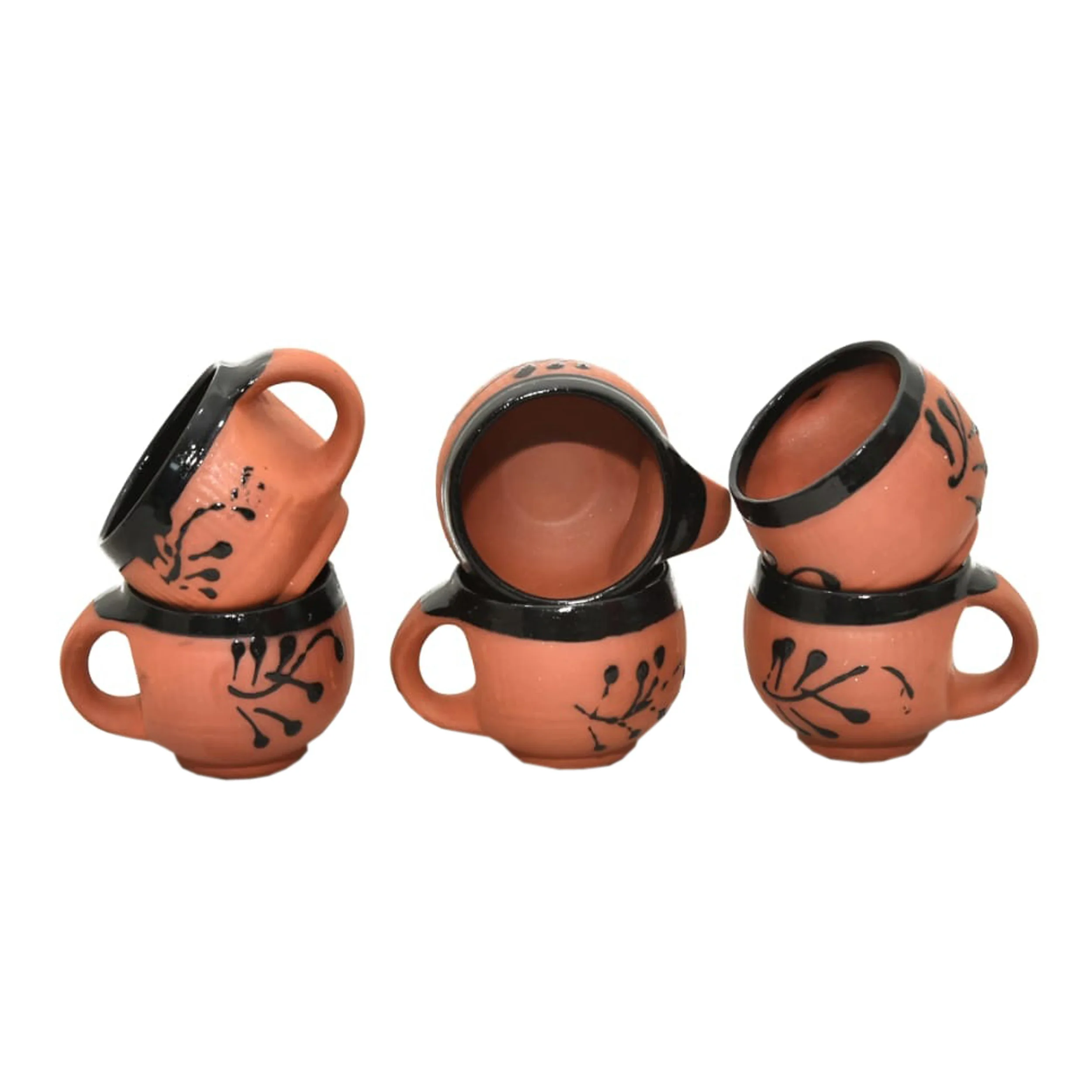 indian clay bed tea set 2 cups  terracotta clay glazed organic tea cup tray set wholesale quality terracotta tea set